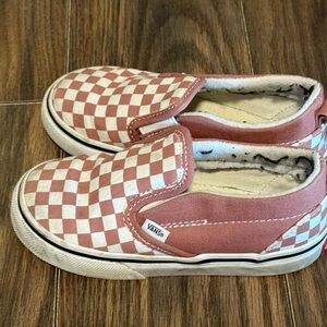 Vans Kids Checkered Slip-On Shoes - Pink and White